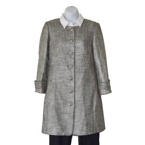 B4 SCAPA SPORTS Silver Grey Tweed Cotton Blend Metal Buttons Coat Size 38 US S